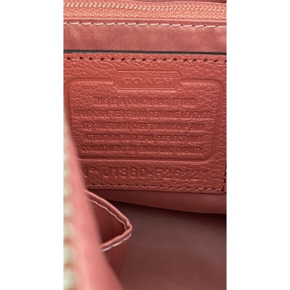 Coach Coral Colored Pebbled Leather Avery Satchel With Dust Cover - Picture 9 of 11